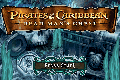 Pirates of the Caribbean title screen for GameBoy Advance